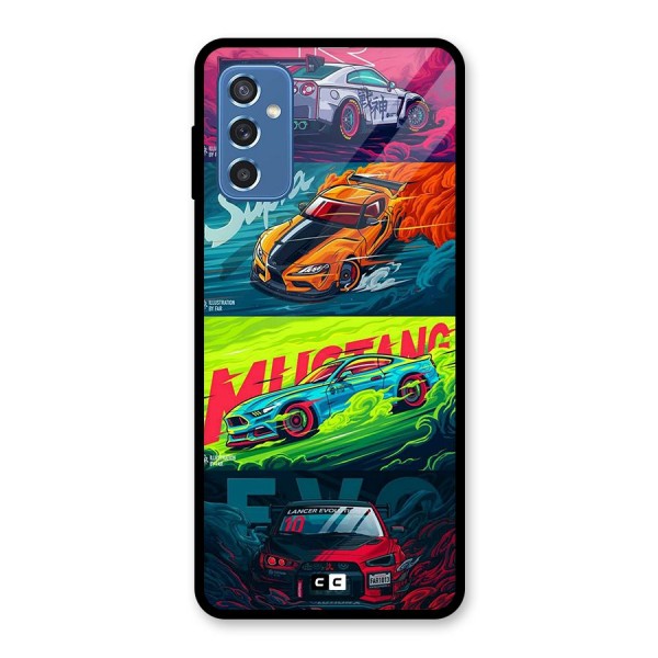 Super Racing Car Glass Back Case for Galaxy M52 5G