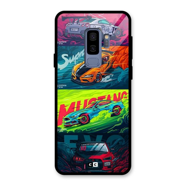 Super Racing Car Glass Back Case for Galaxy S9 Plus