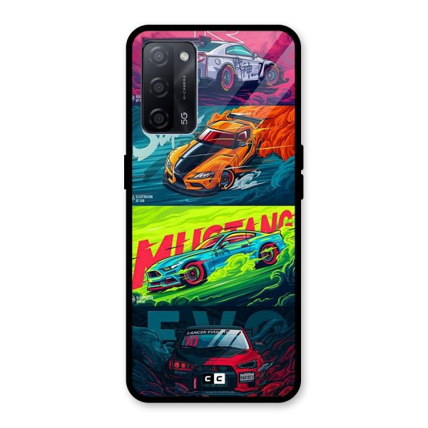 Super Racing Car Glass Back Case for Oppo A53s 5G