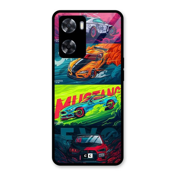 Super Racing Car Glass Back Case for Oppo A57 2022