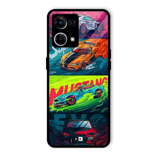 Super Racing Car Glass Back Case for Oppo F21 Pro 4G