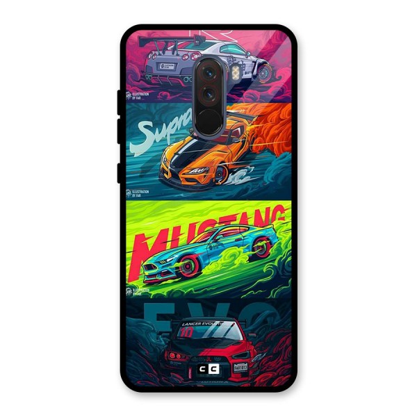 Super Racing Car Glass Back Case for Poco F1