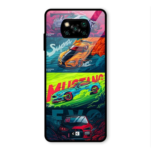 Super Racing Car Glass Back Case for Poco X3 Pro