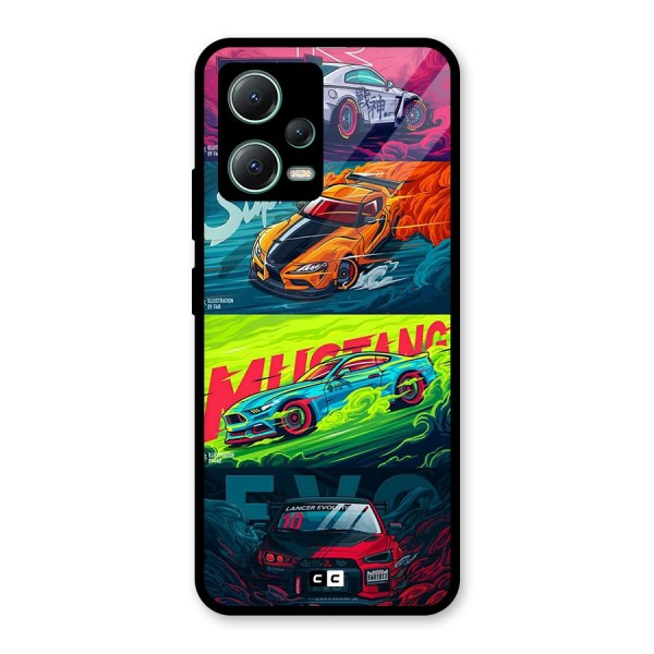 Super Racing Car Glass Back Case for Poco X5