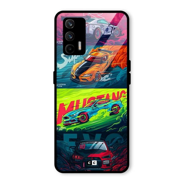 Super Racing Car Glass Back Case for Realme X7 Max