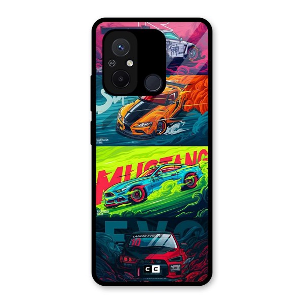 Super Racing Car Glass Back Case for Redmi 12C