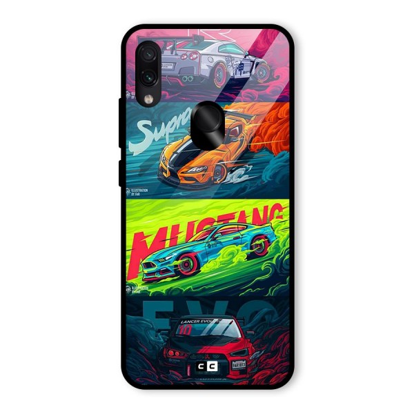 Super Racing Car Glass Back Case for Redmi Note 7S