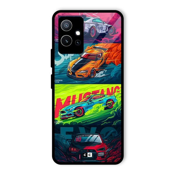 Super Racing Car Glass Back Case for Vivo T1 5G