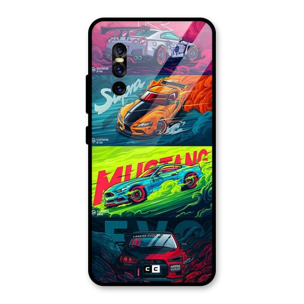 Super Racing Car Glass Back Case for Vivo V15 Pro