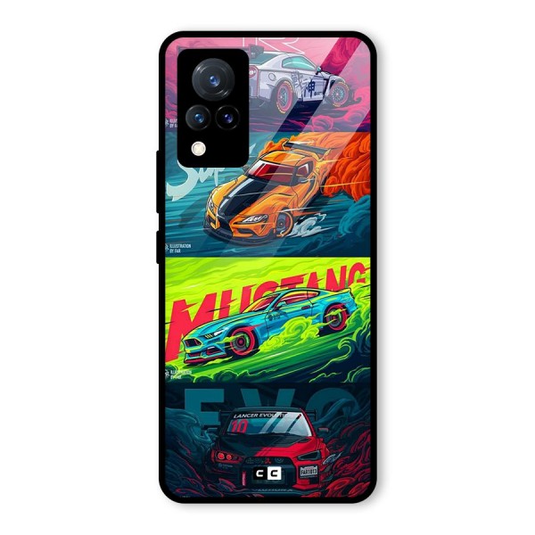 Super Racing Car Glass Back Case for Vivo V21 5G