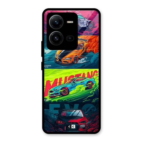 Super Racing Car Glass Back Case for Vivo V25