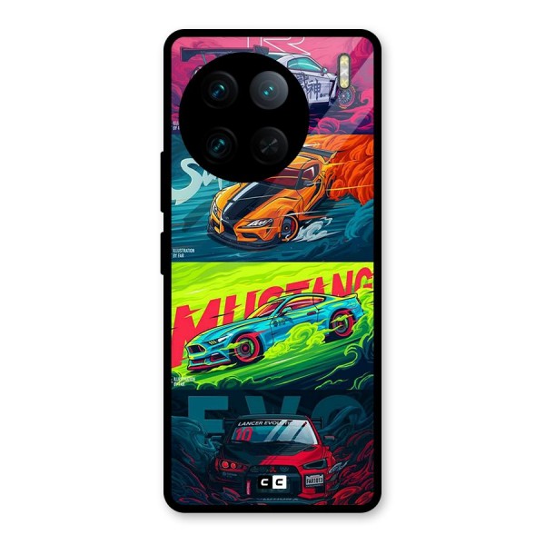 Super Racing Car Glass Back Case for Vivo X90 Pro