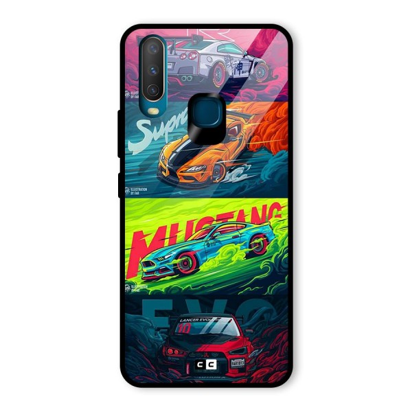 Super Racing Car Glass Back Case for Vivo Y12