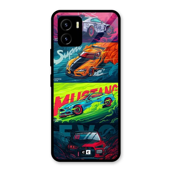 Super Racing Car Glass Back Case for Vivo Y15s