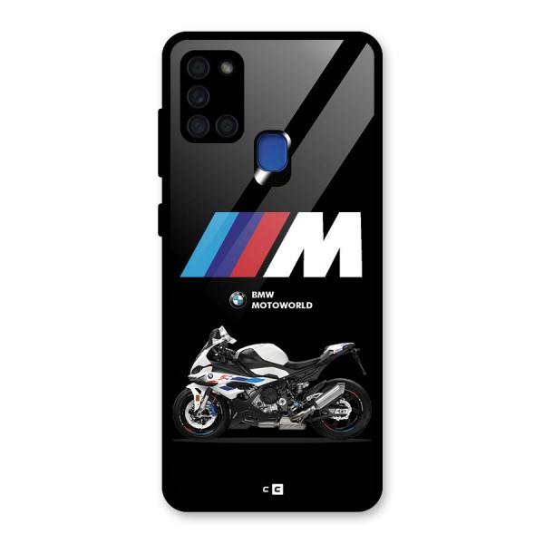 Superbike Stripes Glass Back Case for Galaxy A21s