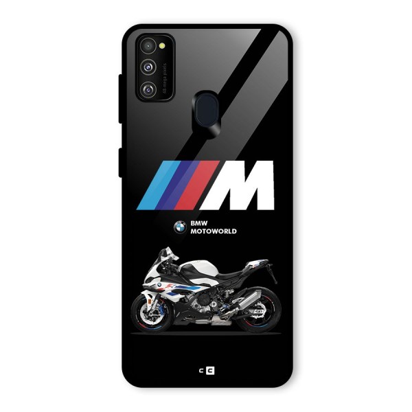 Superbike Stripes Glass Back Case for Galaxy M21