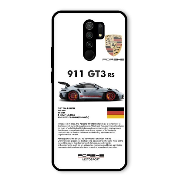 Supercar Features Glass Back Case for Redmi 9 Prime