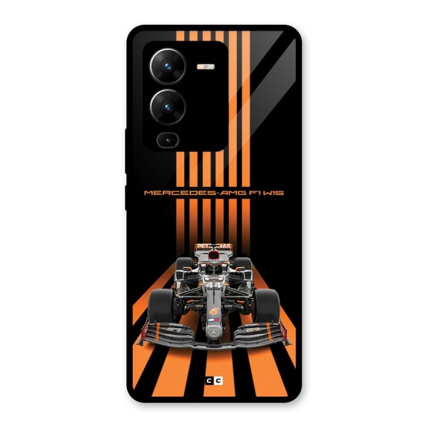 Supercar On Track Glass Back Case for Vivo V25 Pro