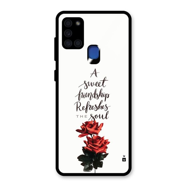 Sweet Friendship Glass Back Case for Galaxy A21s