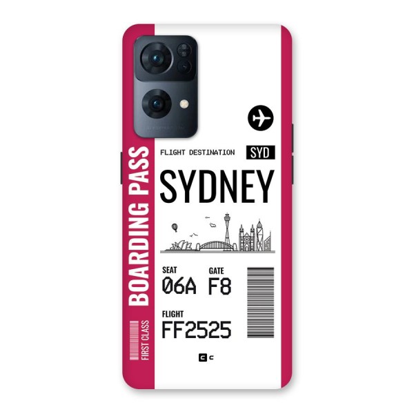 Sydney Boarding Pass Back Case for Oppo Reno7 Pro 5G