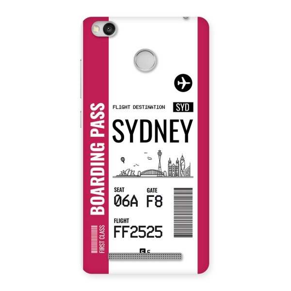 Sydney Boarding Pass Back Case for Redmi 3S Prime