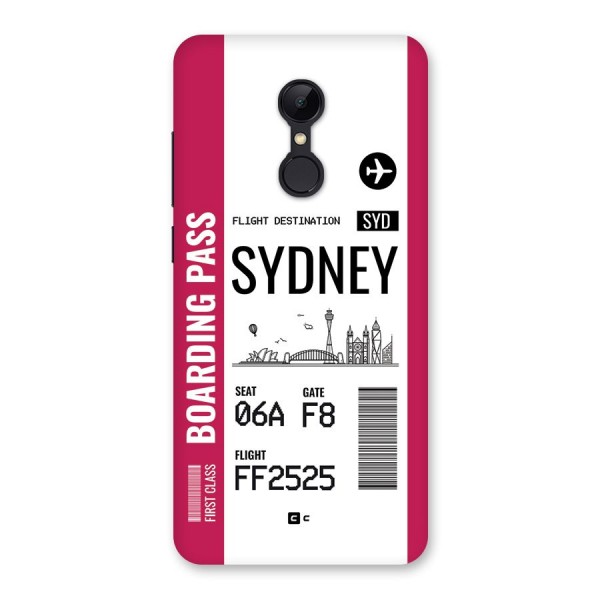 Sydney Boarding Pass Back Case for Redmi 5