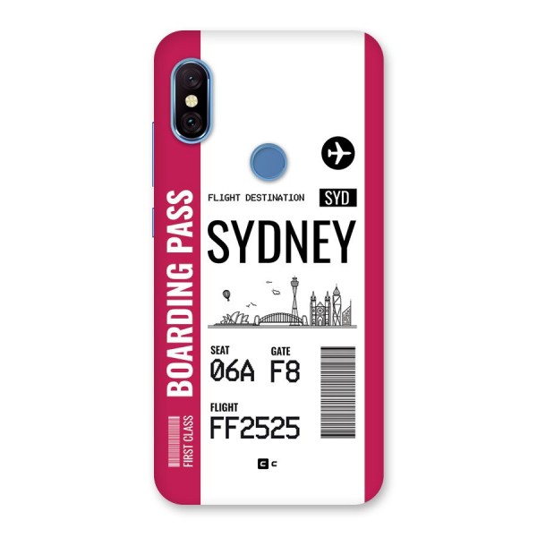 Sydney Boarding Pass Back Case for Redmi Note 6 Pro