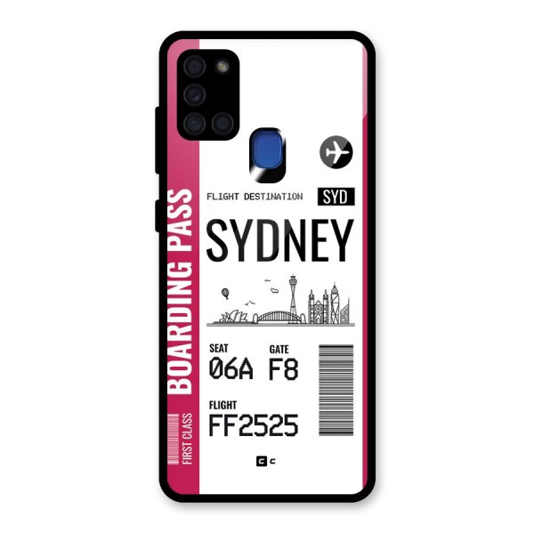 Sydney Boarding Pass Glass Back Case for Galaxy A21s