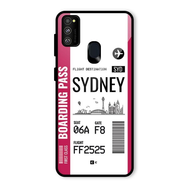 Sydney Boarding Pass Glass Back Case for Galaxy M21