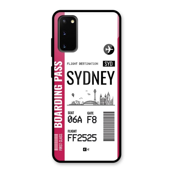 Sydney Boarding Pass Glass Back Case for Galaxy S20