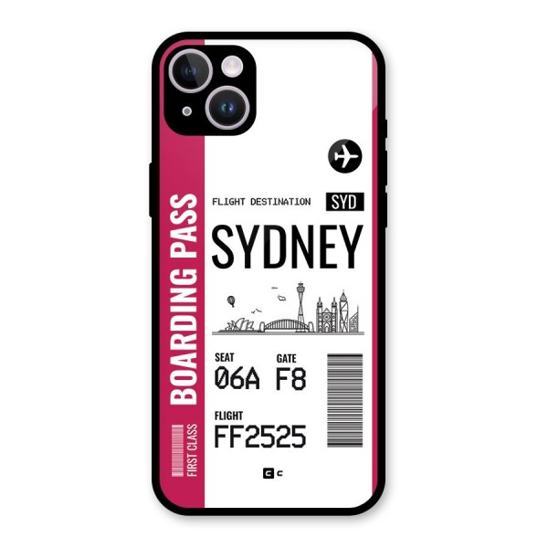 Sydney Boarding Pass Glass Back Case for iPhone 14 Plus