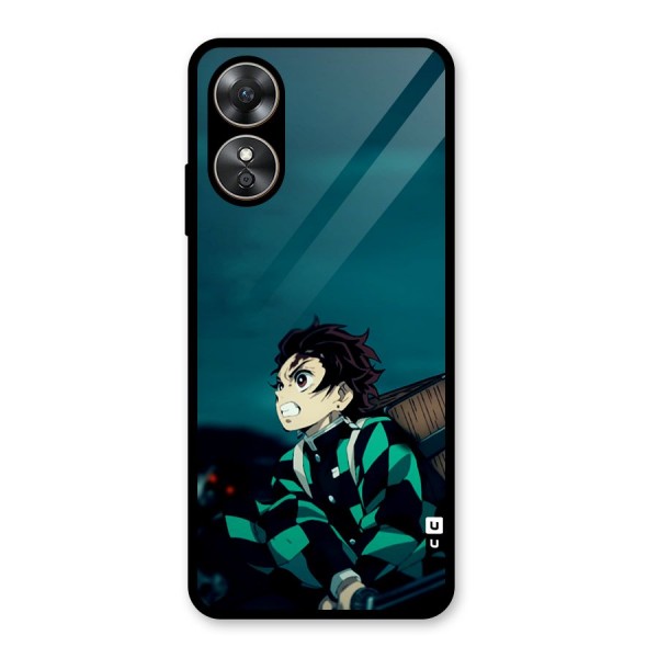 Tanjiro demon slayer Glass Back Case for Oppo A17