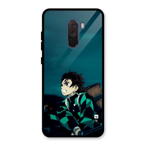 Tanjiro demon slayer Glass Back Case for Poco F1