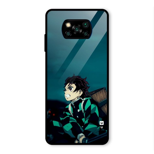 Tanjiro demon slayer Glass Back Case for Poco X3 Pro