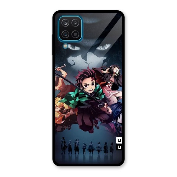 Team Demon Slayer Glass Back Case for Galaxy A12