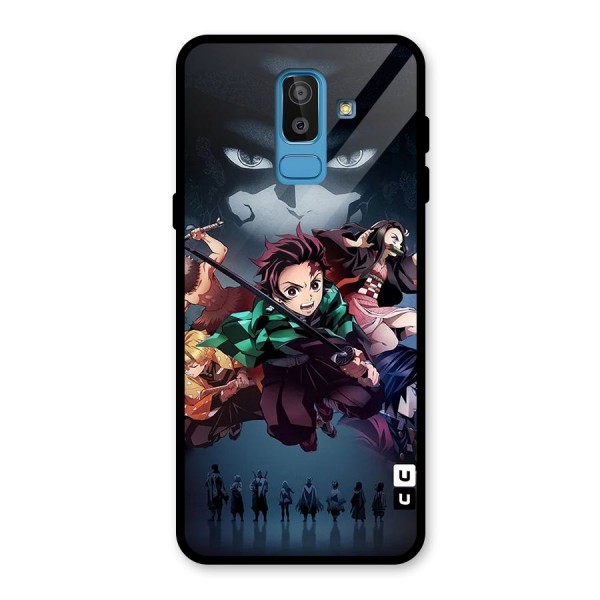 Team Demon Slayer Glass Back Case for Galaxy J8