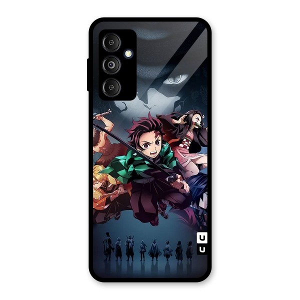 Team Demon Slayer Glass Back Case for Galaxy M14 5G