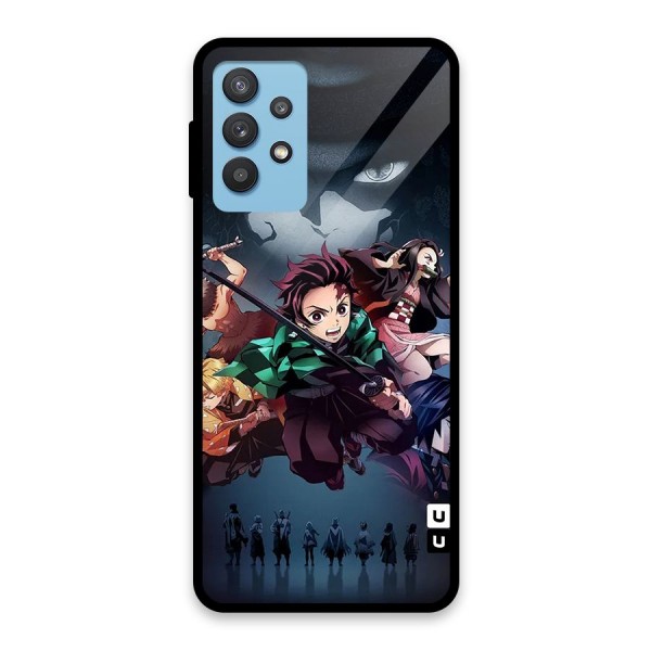 Team Demon Slayer Glass Back Case for Galaxy M32 5G