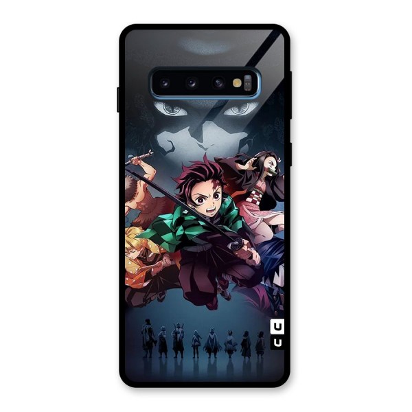 Team Demon Slayer Glass Back Case for Galaxy S10