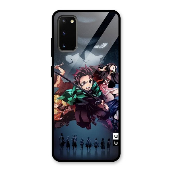 Team Demon Slayer Glass Back Case for Galaxy S20