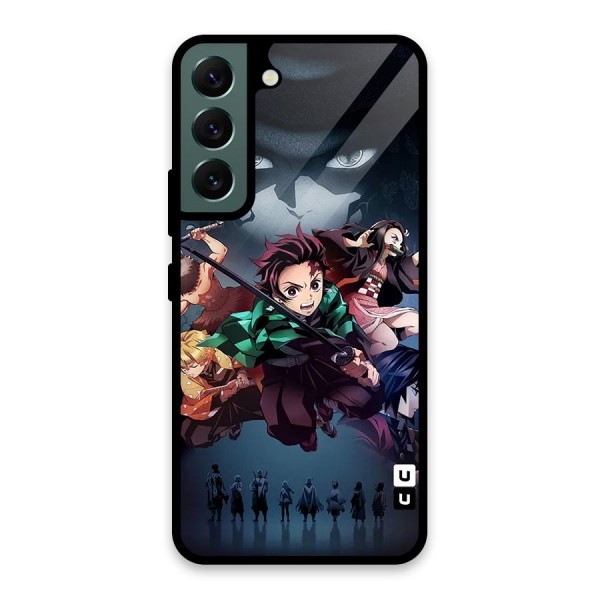 Team Demon Slayer Glass Back Case for Galaxy S22 5G