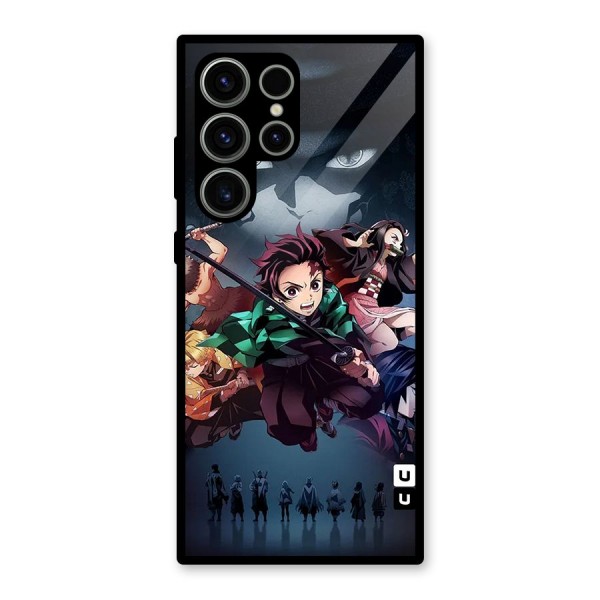 Team Demon Slayer Glass Back Case for Galaxy S23 Ultra