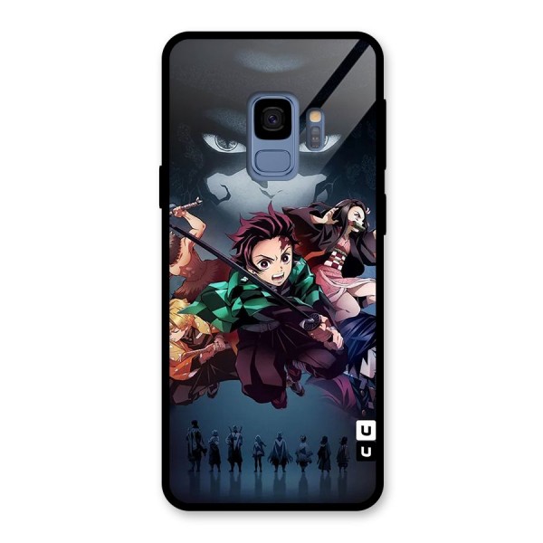 Team Demon Slayer Glass Back Case for Galaxy S9