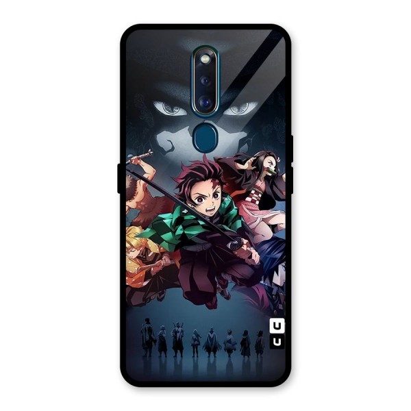 Team Demon Slayer Glass Back Case for Oppo F11 Pro