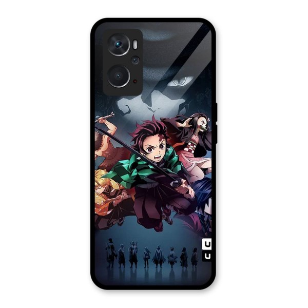 Team Demon Slayer Glass Back Case for Oppo K10 4G