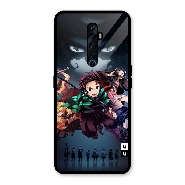 Team Demon Slayer Glass Back Case for Oppo Reno2 Z