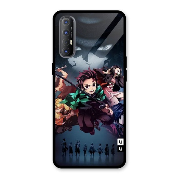 Team Demon Slayer Glass Back Case for Oppo Reno3 Pro