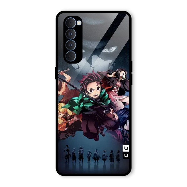 Team Demon Slayer Glass Back Case for Oppo Reno4 Pro