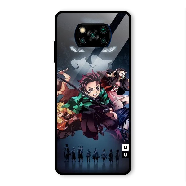 Team Demon Slayer Glass Back Case for Poco X3 Pro