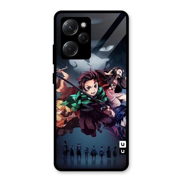 Team Demon Slayer Glass Back Case for Poco X5 Pro